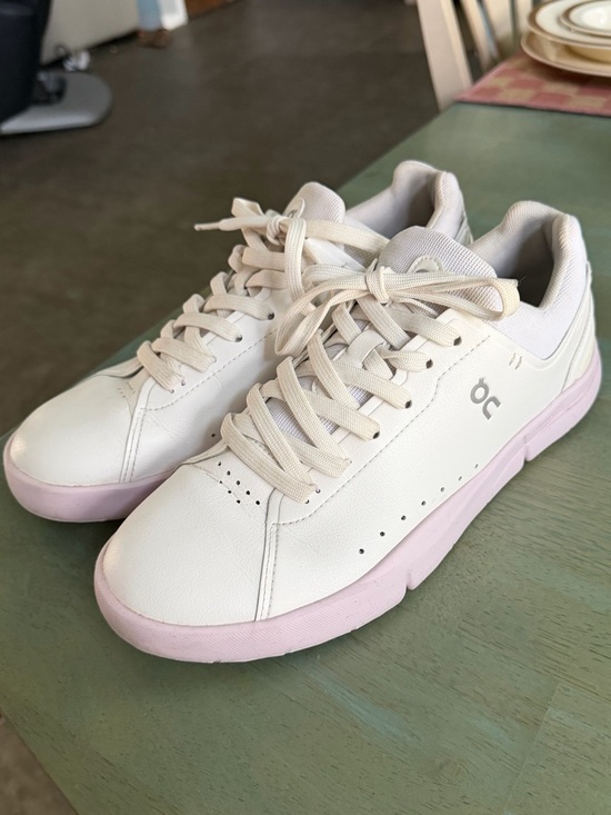 On Running Shoes - On Running Women's White Sneakers with Pale Pink/lilac Sole